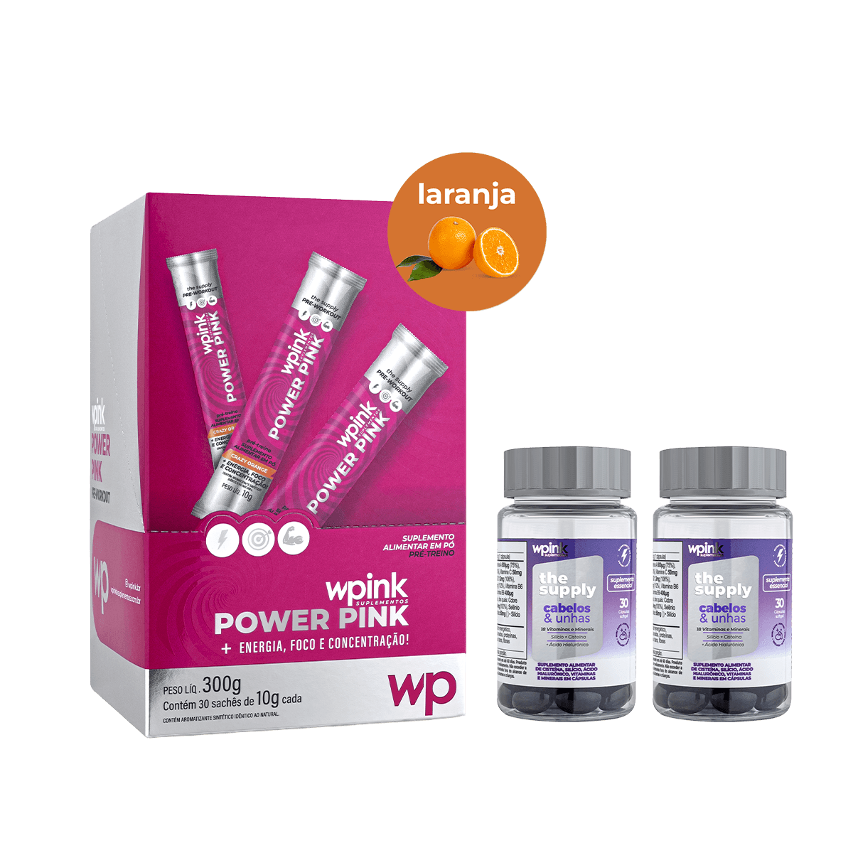 power pink de laranja + 2 cabelos e unhas