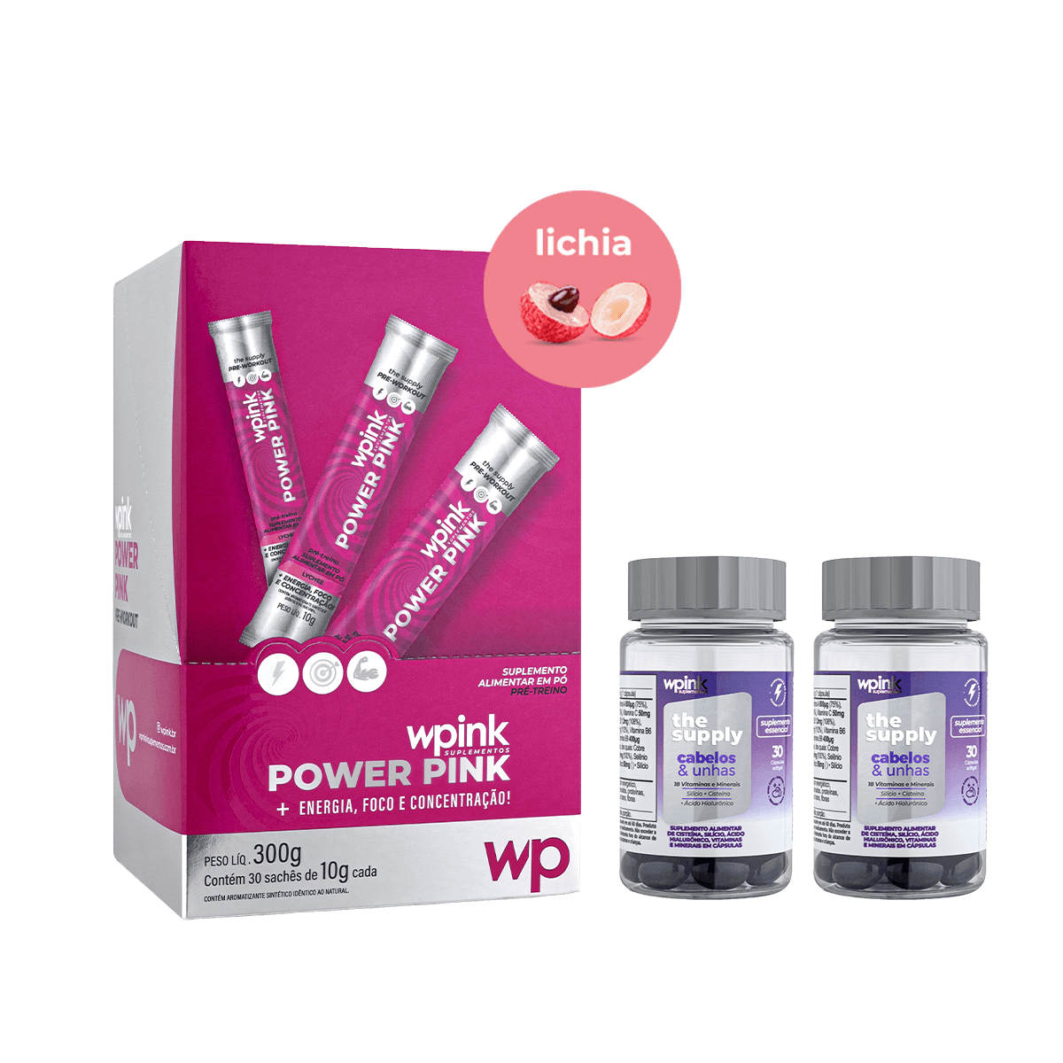power pink de lichia + 2 cabelos e unhas