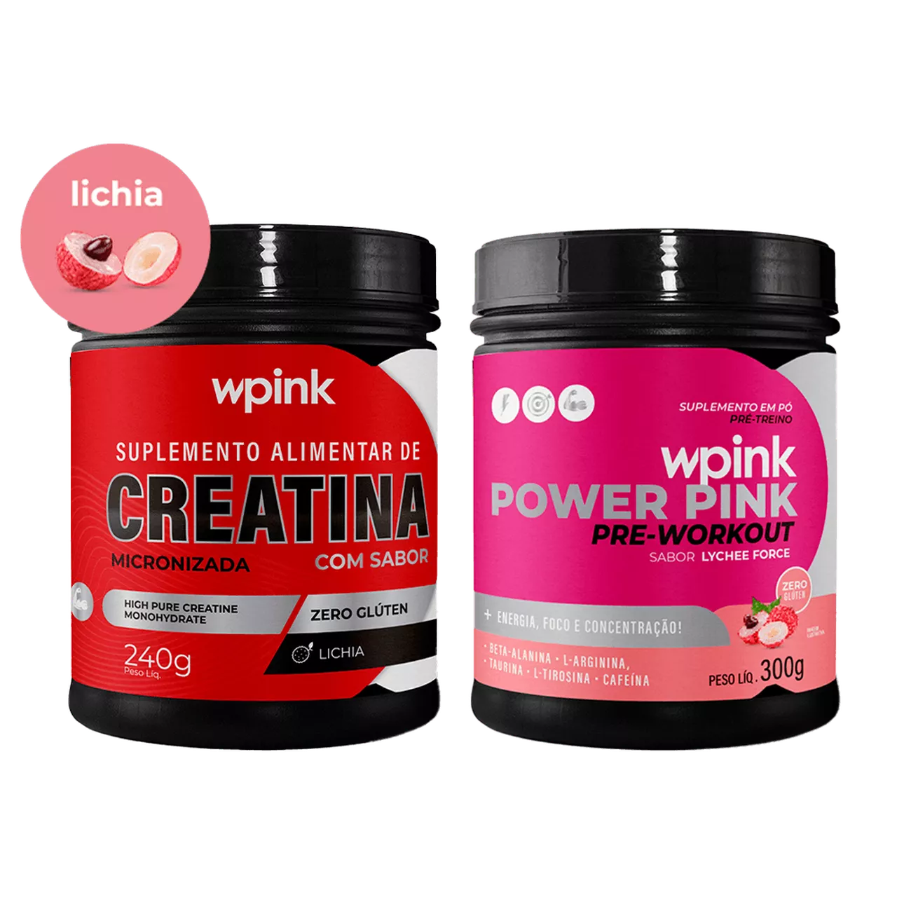 creatina de lichia 240g - super power pink de lichia - pré-treino – 300g