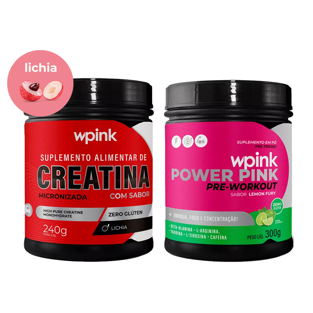 creatina de lichia 240g - super power pink de limão - pré-treino – 300g
