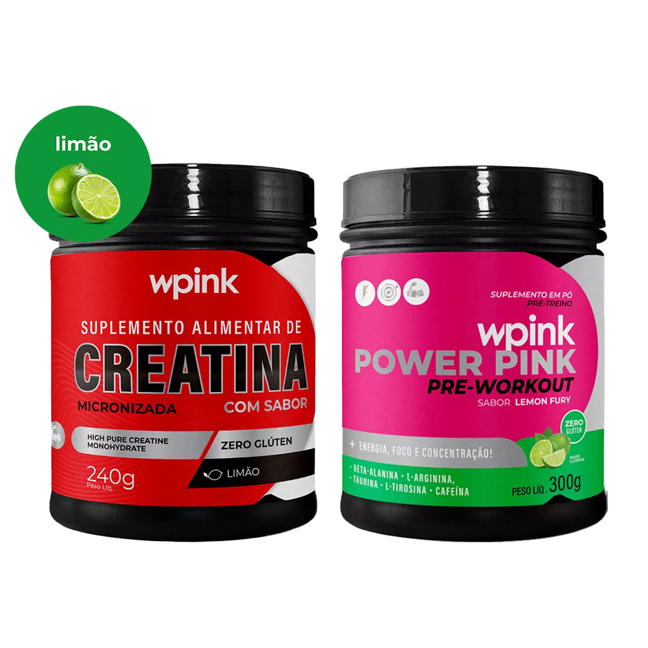 creatina de limão 240g - super power pink de limão - pré-treino – 300g
