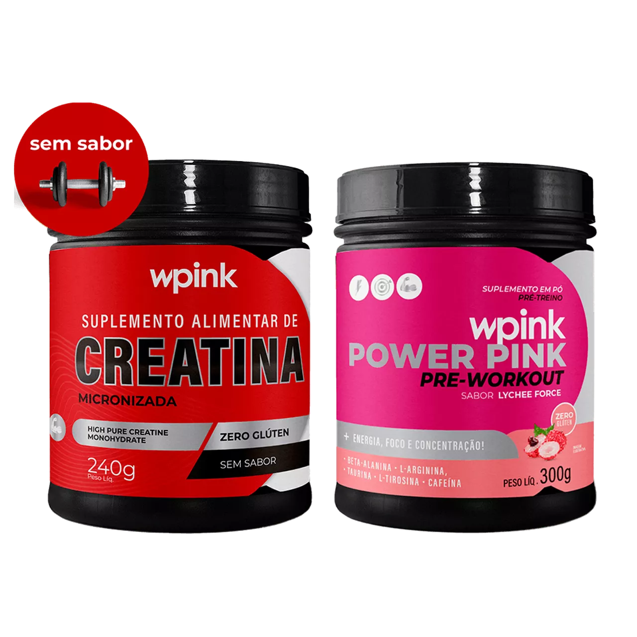 creatina sem sabor 240g - super power pink de lichia - pré-treino – 300g