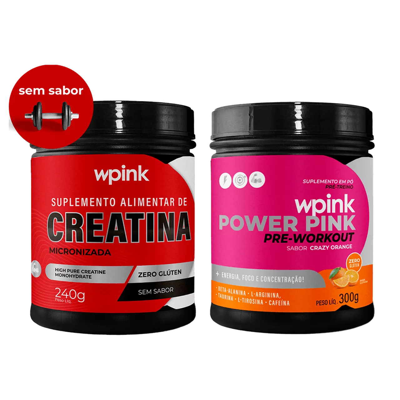 creatina sem sabor 240g - super power pink de laranja - pré-treino – 300g
