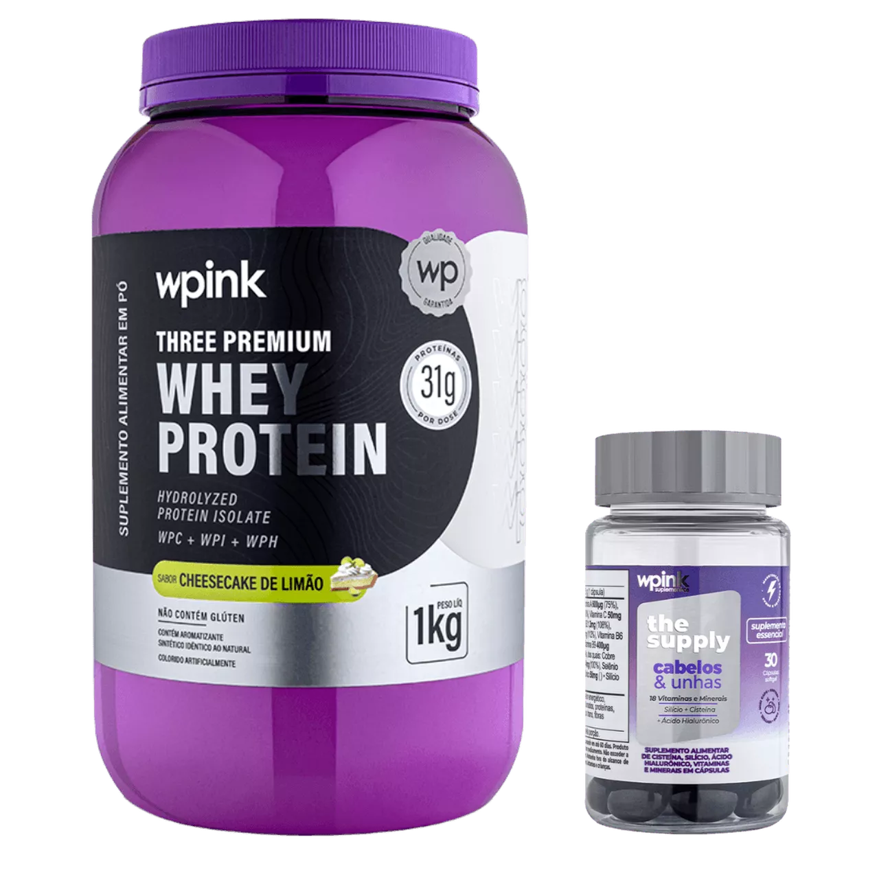three premium whey protein limão 3W 1 kg + cabelos e unhas - wp