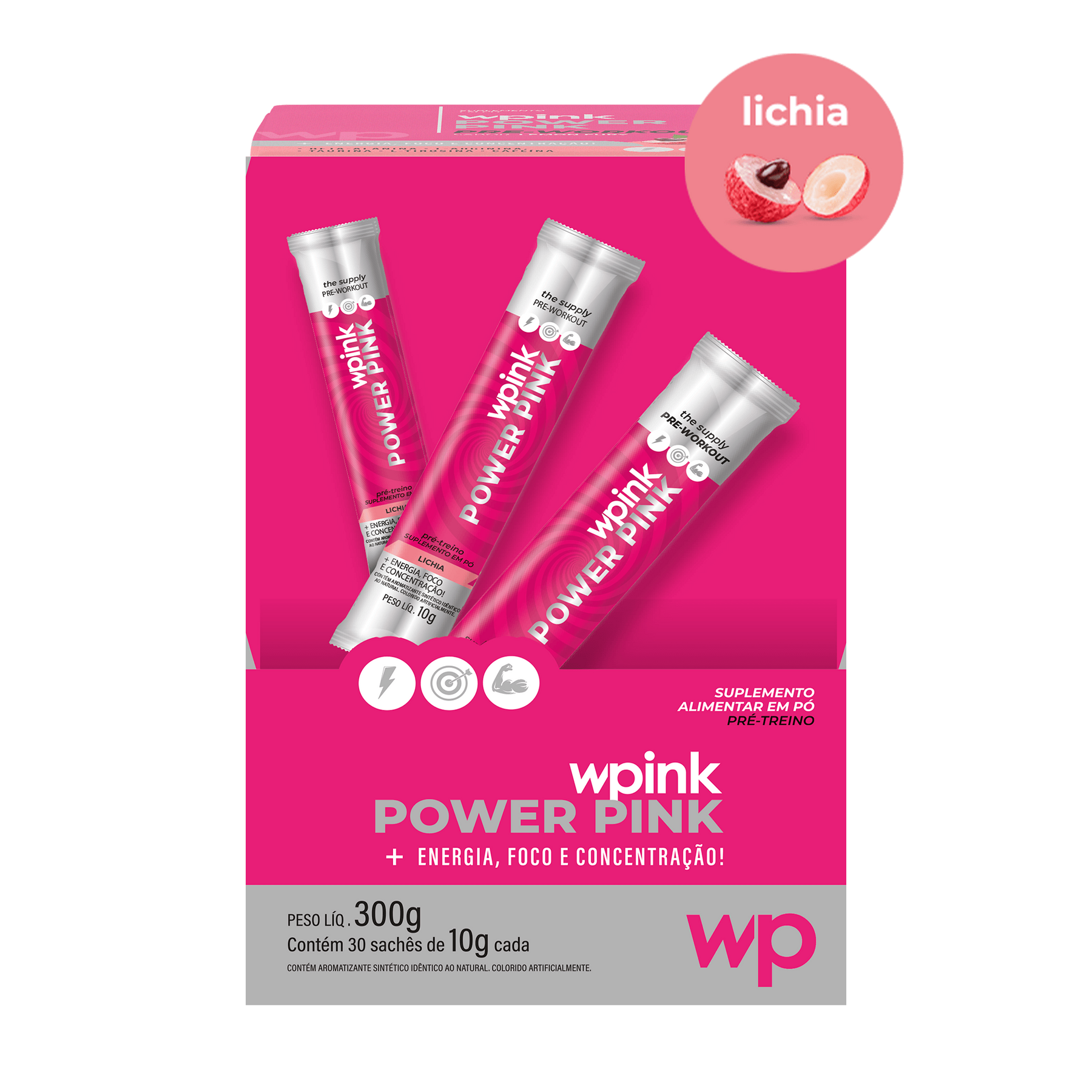 power pink de lichia - pré-treino – 300g - wp